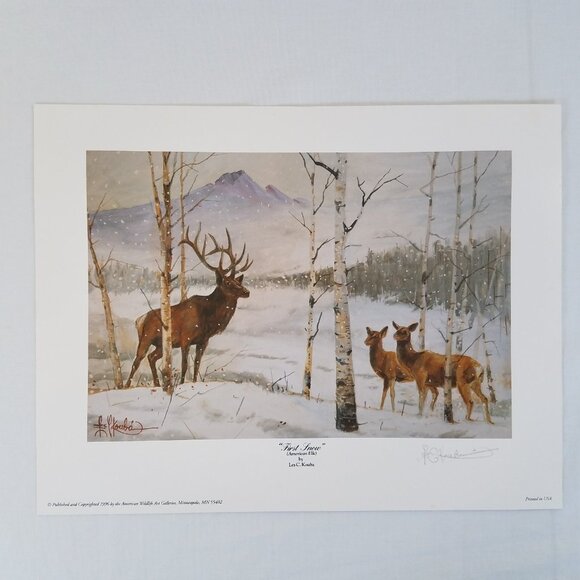 Les Kouba First Snow SIGNED Print 11X14" Elk Limited Edition Original Folder - Picture 2 of 16